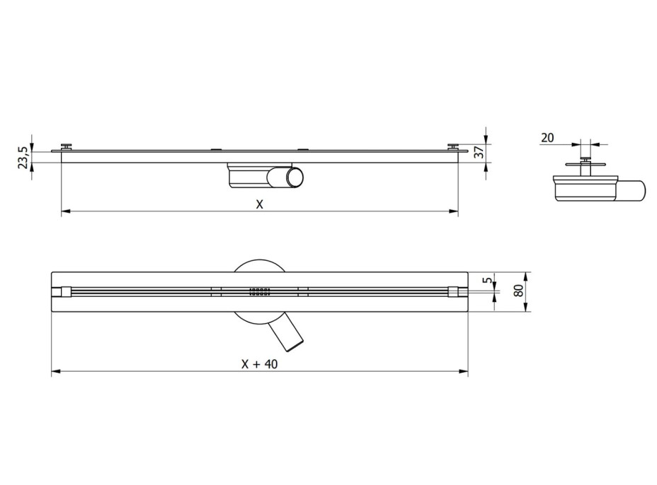 Sprchový žlab MAXMAX Mexen FLAT 360 SUPER SLIM - zlatý, 1551130