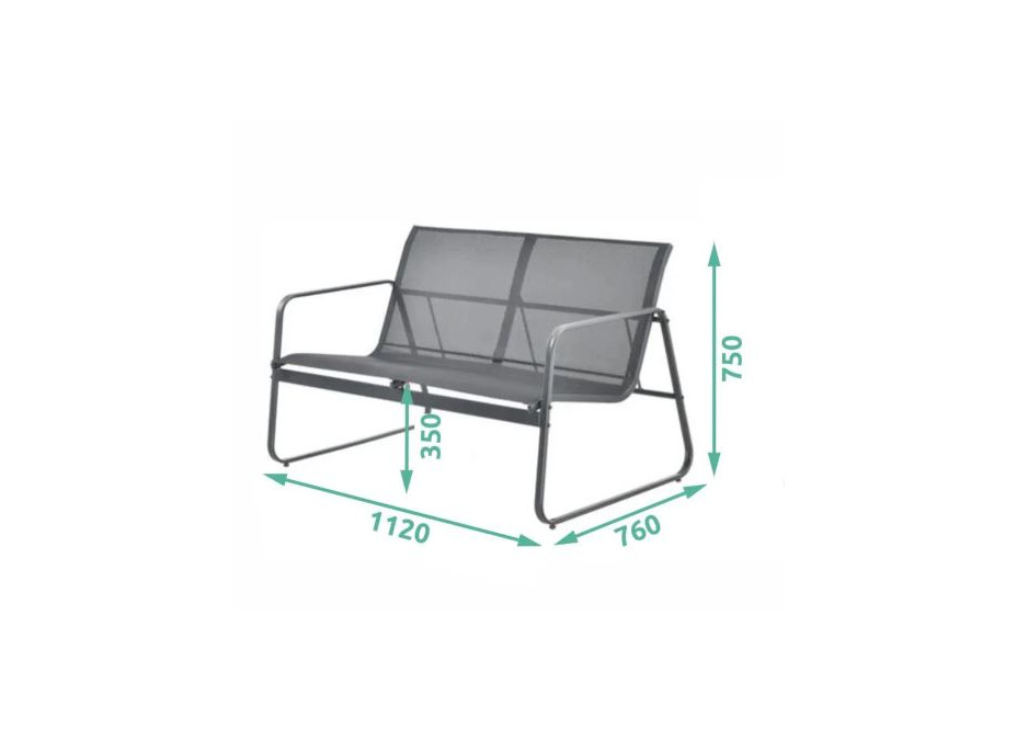 Zahradní kovový nábytek NUGRI (pohovka + 2 křesla + stůl) - šedý