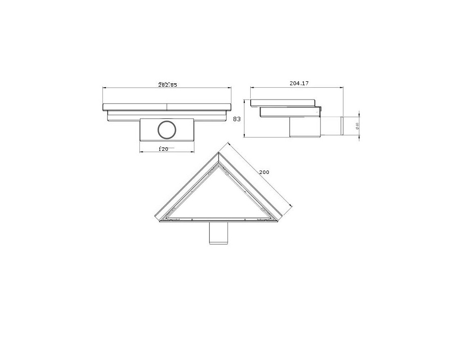 Trojúhelníkový rohový sprchový žlab MEXEN FLAT 2v1 - 20 cm - černý, 1710320