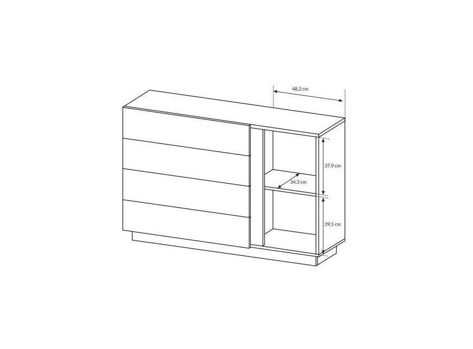 Komoda ARCO 138 D4S - bílá/dub grandson