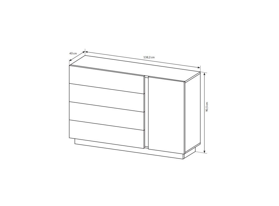 Komoda ARCO 138 D4S - bílá/dub grandson