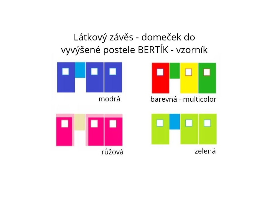 Látkový závěs - domeček do vyvýšené postele BERTÍK - modrý