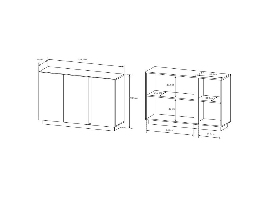 Komoda 138 3D ARCO - bílá/dub grandson