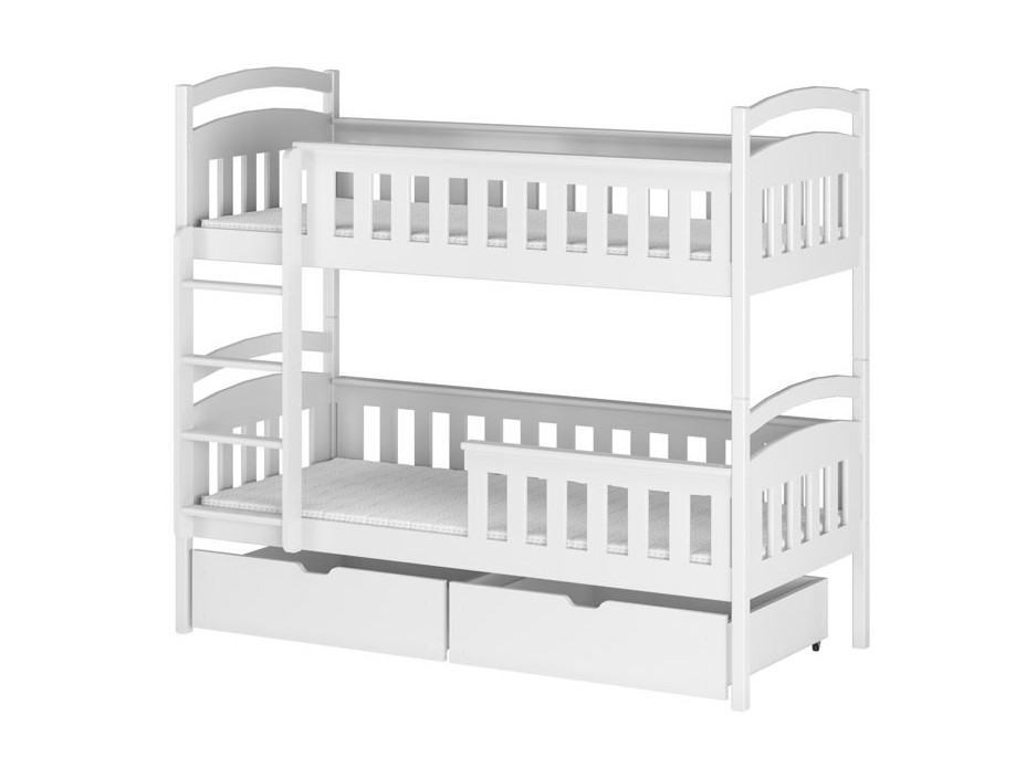 Dětská patrová postel z masivu HENRY se šuplíky 200x90 cm - bílá