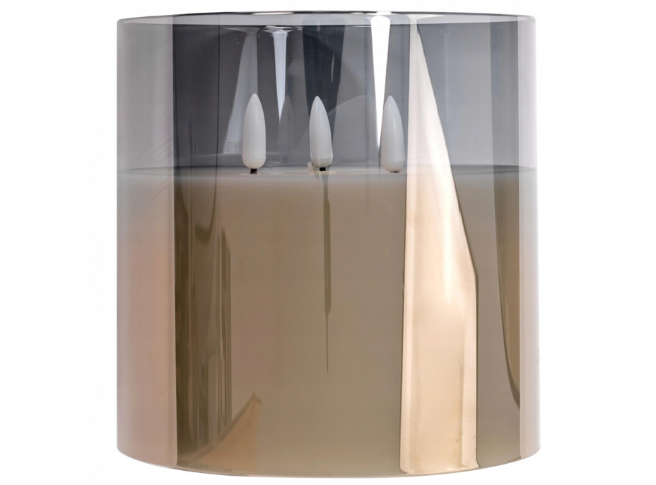 LED svíčka ve skle - 15x15 cm - teplá bílá