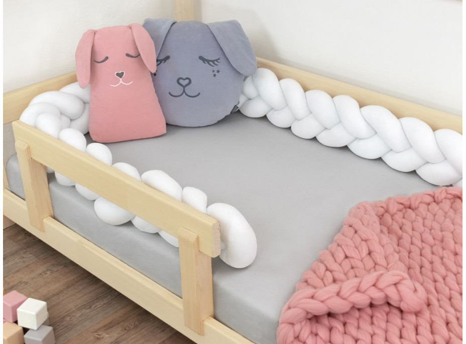 Chránič na dětskou postel pletený do copu JERSEY - bílý 350 cm