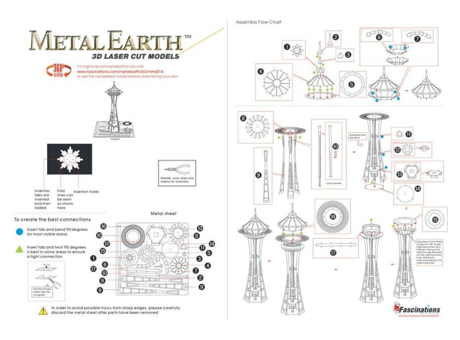 METAL EARTH 3D puzzle Space Needle v Seattlu