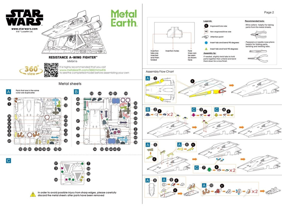 METAL EARTH 3D puzzle Star Wars: Resistance A-Wing Fighter