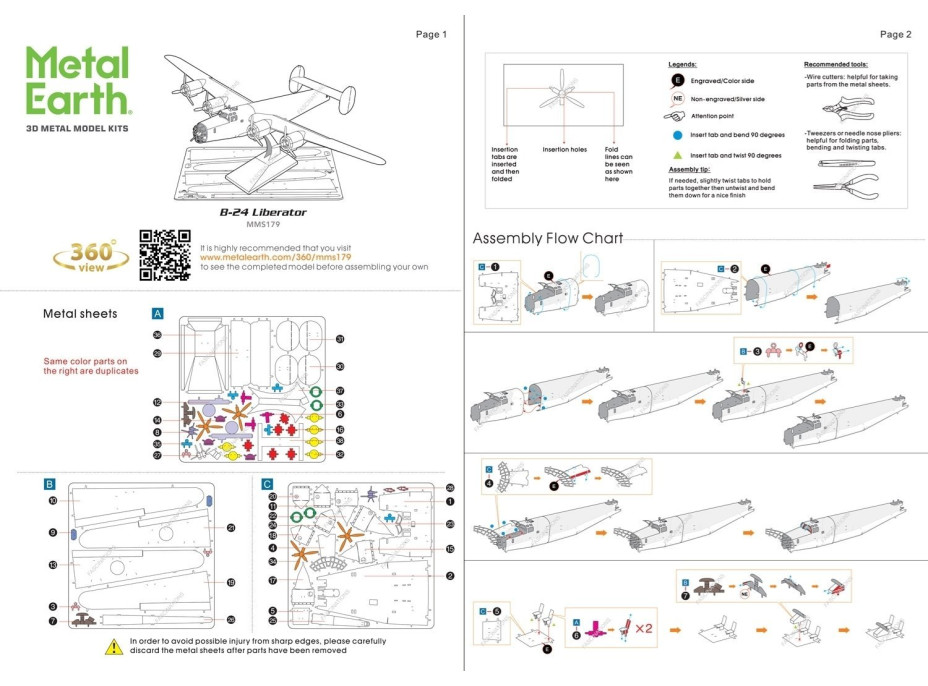 METAL EARTH 3D puzzle B-24 Liberator