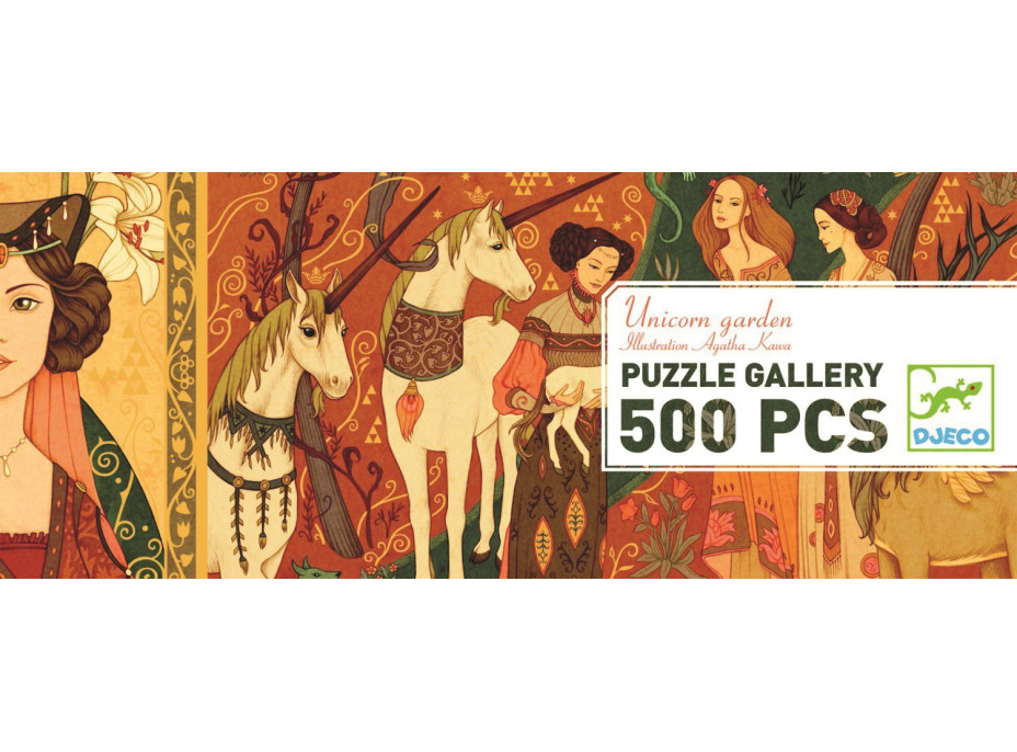 DJECO Panoramatické puzzle Zahrada jednorožců 500 dílků