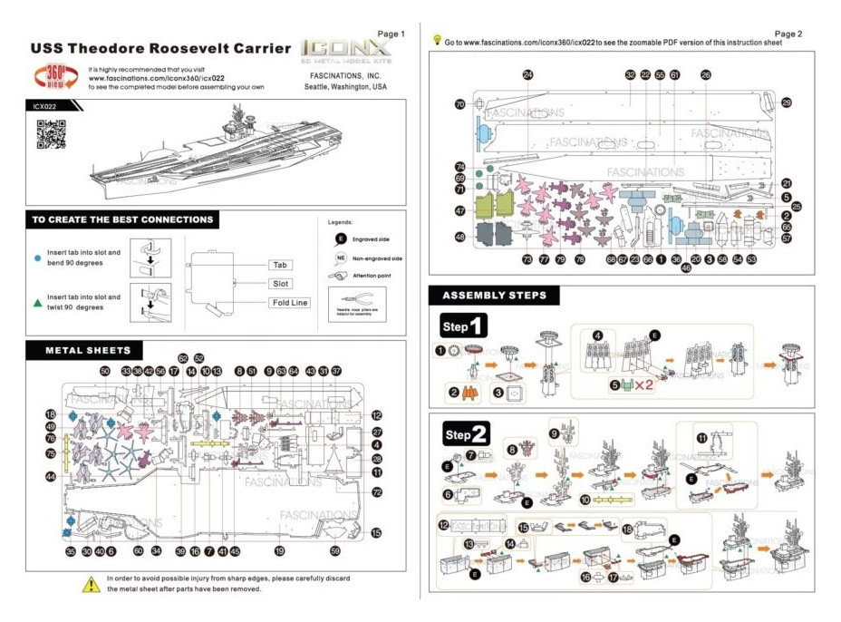 METAL EARTH 3D puzzle Letadlová loď USS Theodore Roosevelt CVN-71 (ICONX)