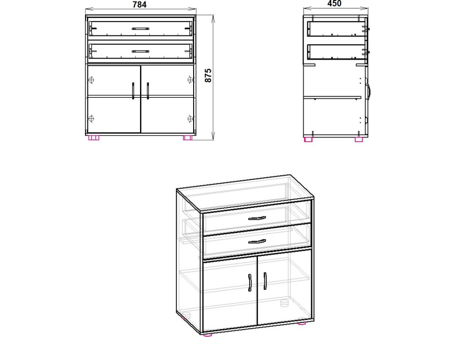 Praktická komoda-2+2