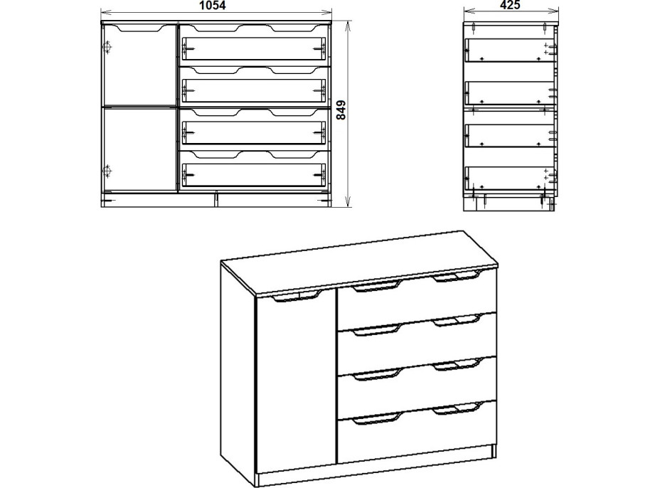 Komoda kombinovaná 4+1M