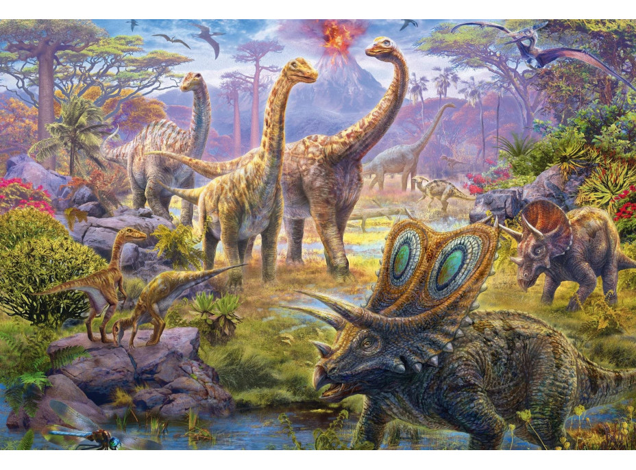 SCHMIDT Puzzle Dinosauři 4v1 v plechovém kufříku (60,60,100,100 dílků)