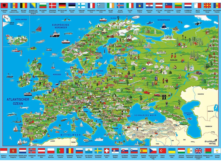 SCHMIDT Puzzle Ilustrovaná mapa Evropy 500 dílků