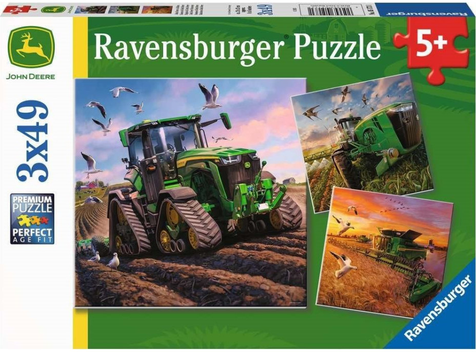 RAVENSBURGER Puzzle John Deere v akci 3x49 dílků