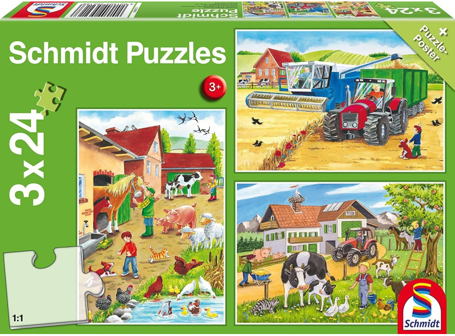 SCHMIDT Puzzle Na farmě 3x24 dílků