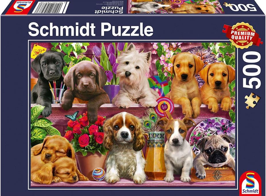 SCHMIDT Puzzle Štěňata na polici 500 dílků