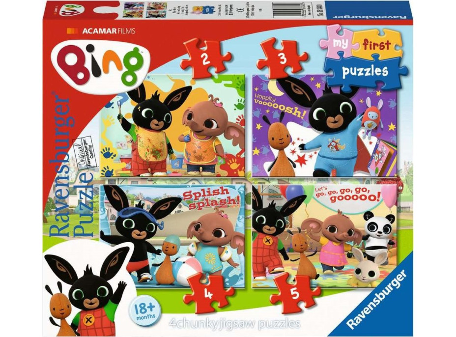 RAVENSBURGER Moje první puzzle Bing: Zábava s přáteli 4v1 (2,3,4,5 dílků)