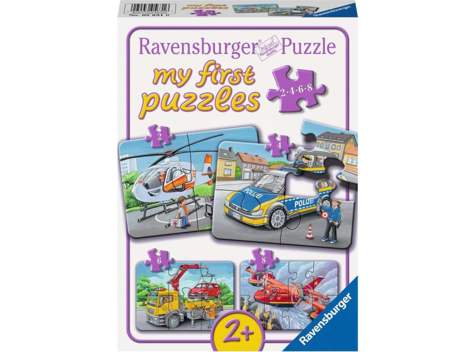 RAVENSBURGER Moje první puzzle Zásahová vozidla 4v1 (2,4,6,8 dílků)