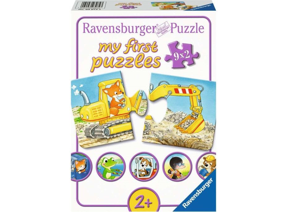 RAVENSBURGER Moje první puzzle Zvířátka na stavbě 9x2 dílků