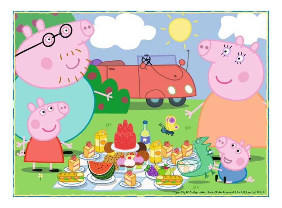 RAVENSBURGER Puzzle Prasátko Peppa: Zábavné dny 4v1 (12,16,20,24 dílků)