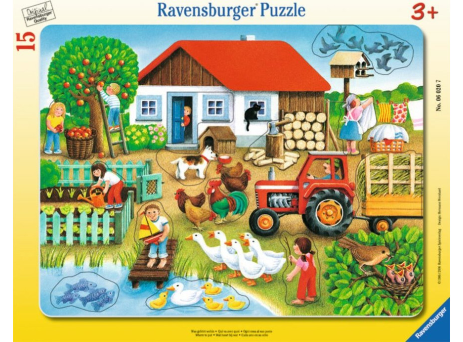 RAVENSBURGER Vkládačka Vesnice - co kam patří? 15 dílků