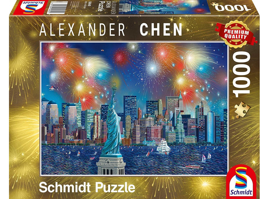 SCHMIDT Puzzle Socha Svobody s ohňostrojem 1000 dílků