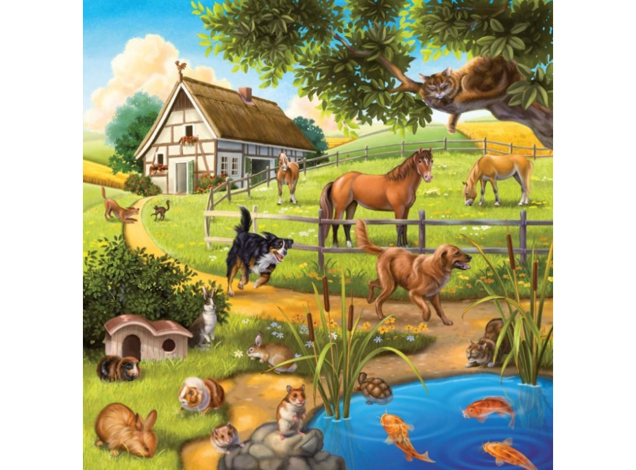 RAVENSBURGER Puzzle Zvířata v lese, ZOO a na statku 3x49 dílků