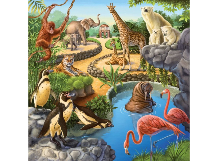 RAVENSBURGER Puzzle Zvířata v lese, ZOO a na statku 3x49 dílků