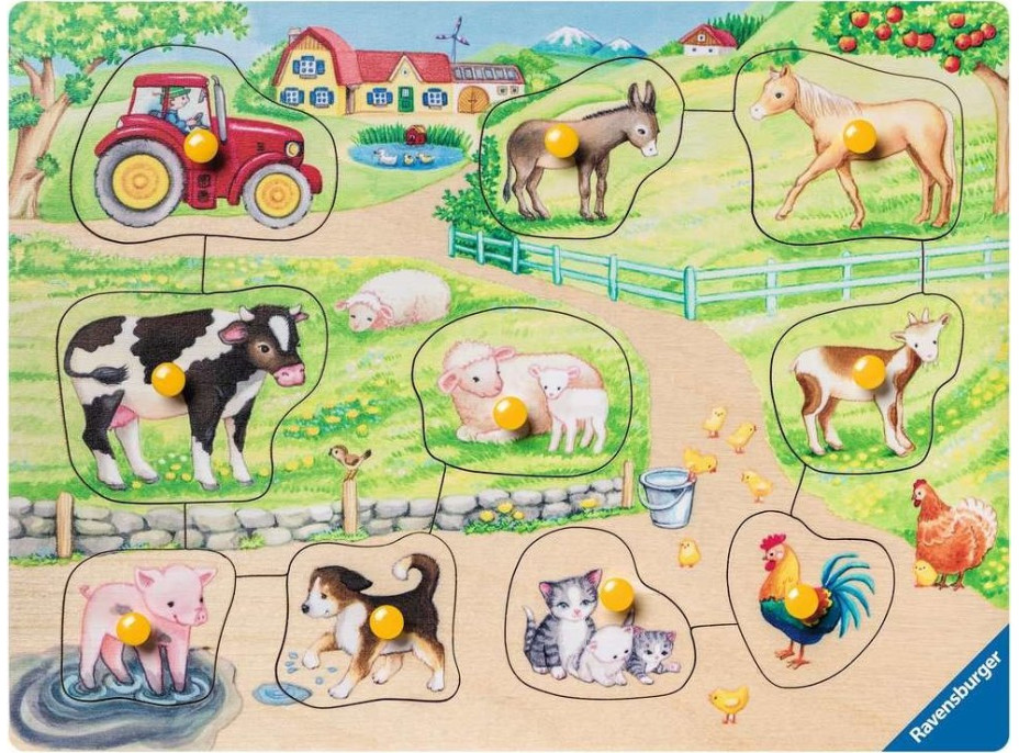 RAVENSBURGER Dřevěná vkládačka Ráno na farmě