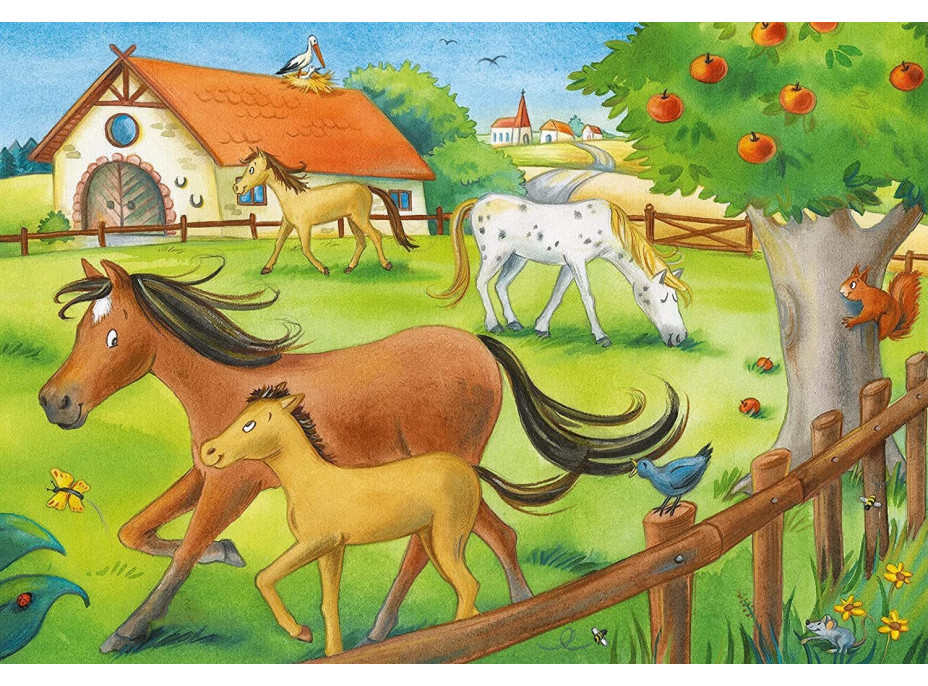 RAVENSBURGER Puzzle Prázdniny na statku s koňmi 2x12 dílků