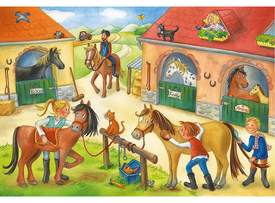 RAVENSBURGER Puzzle Prázdniny na statku s koňmi 2x12 dílků