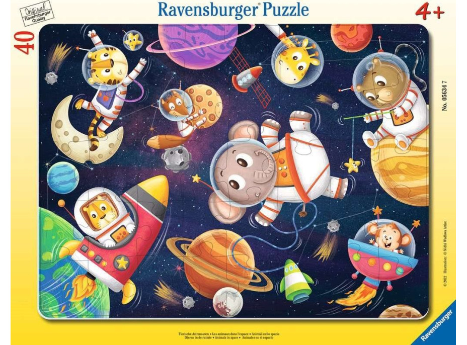 RAVENSBURGER Puzzle Zvířátka ve vesmíru 40 dílků