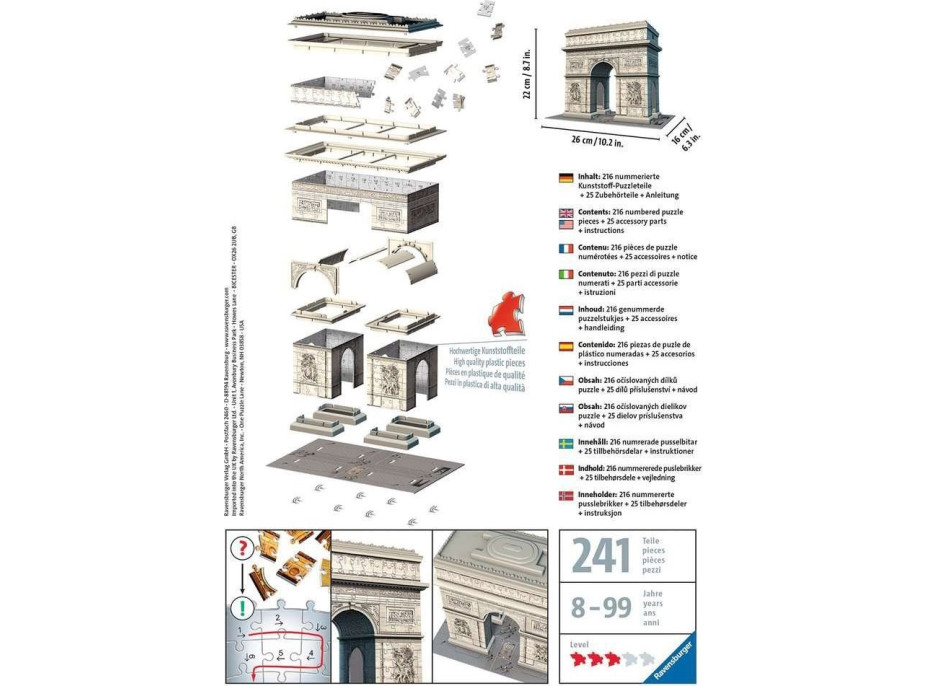 RAVENSBURGER 3D puzzle Vítězný oblouk, Francie 216 dílků