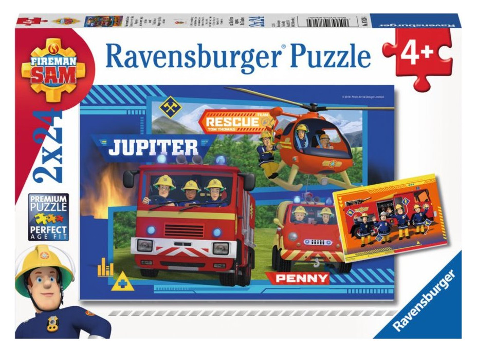 RAVENSBURGER Puzzle Požárník Sam: Výjezd 2x24 dílků