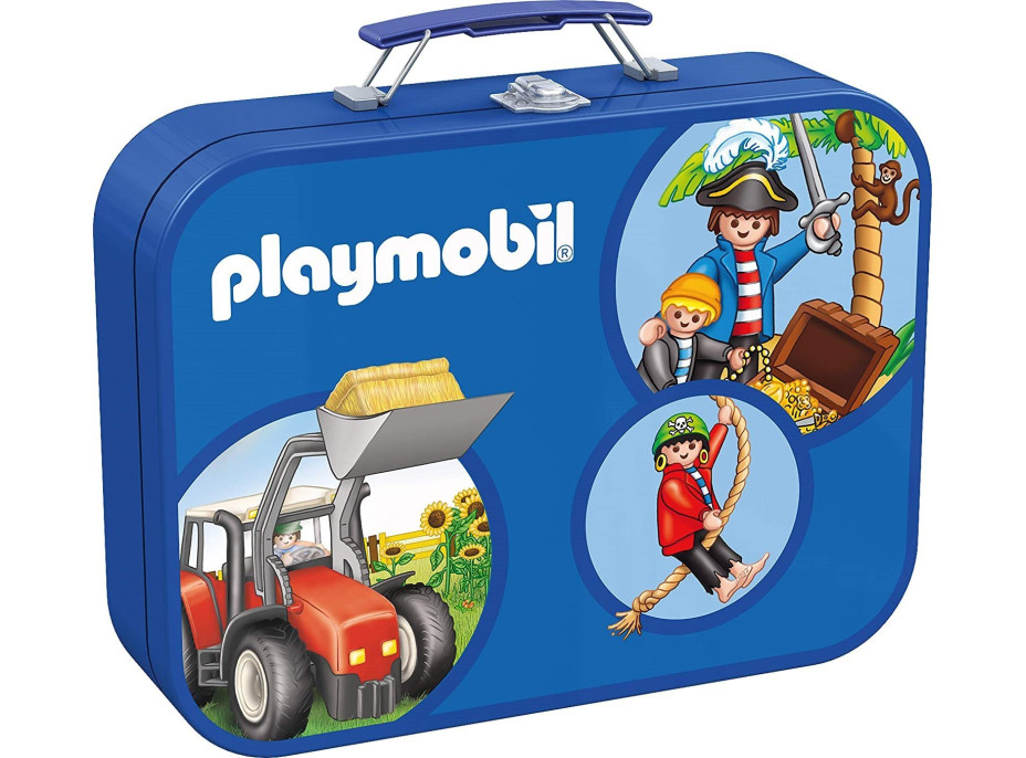 SCHMIDT Puzzle Playmobil 4v1 v plechovém kufříku (60,60,100,100 dílků)