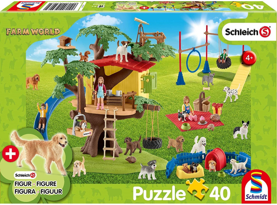 SCHMIDT Puzzle Schleich Šťastní pejsci 40 dílků + figurka Schleich