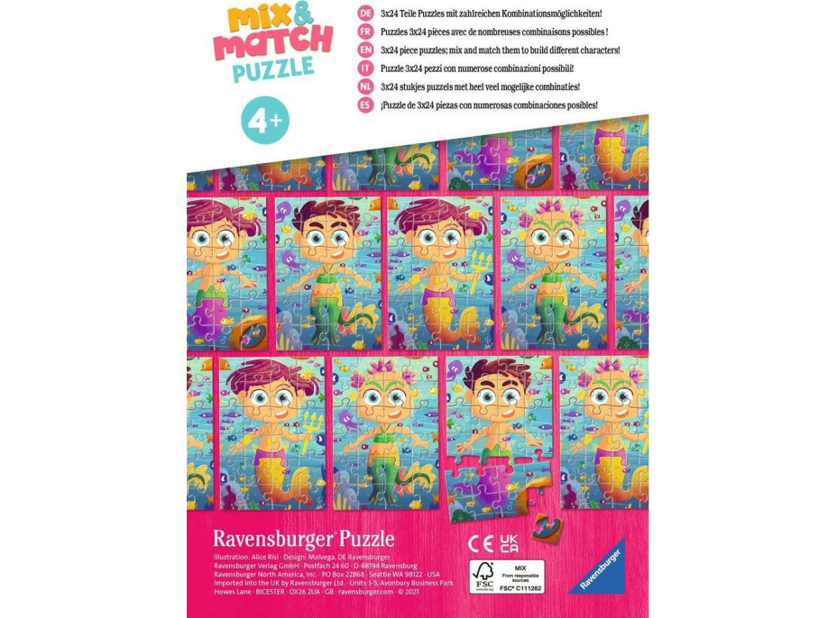 RAVENSBURGER Puzzle Mix&Match: Mořské panny a mořské příšery 3x24 dílků