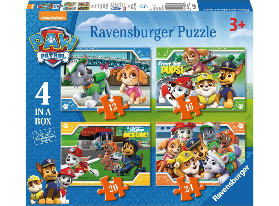 RAVENSBURGER Puzzle Tlapková patrola 4v1 (12,16,20,24 dílků)