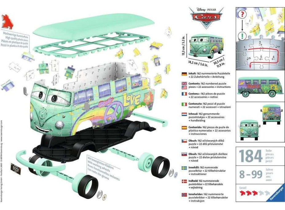 RAVENSBURGER 3D puzzle Autobus Cars: Fillmore 162 dílků