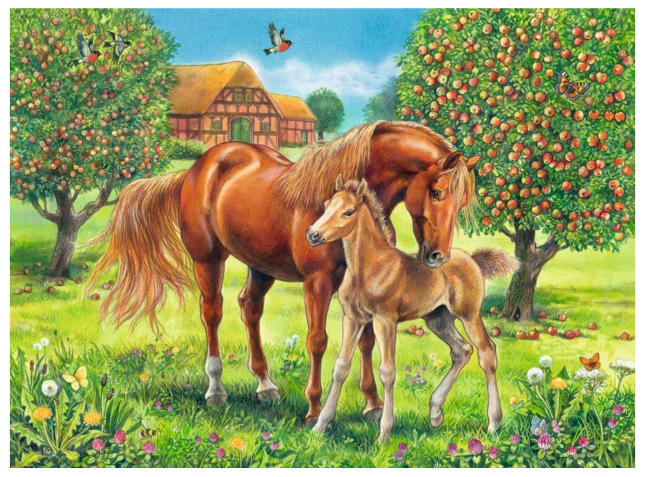 RAVENSBURGER Puzzle Koně na pastvině XXL 100 dílků