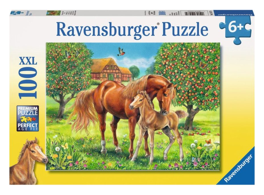 RAVENSBURGER Puzzle Koně na pastvině XXL 100 dílků