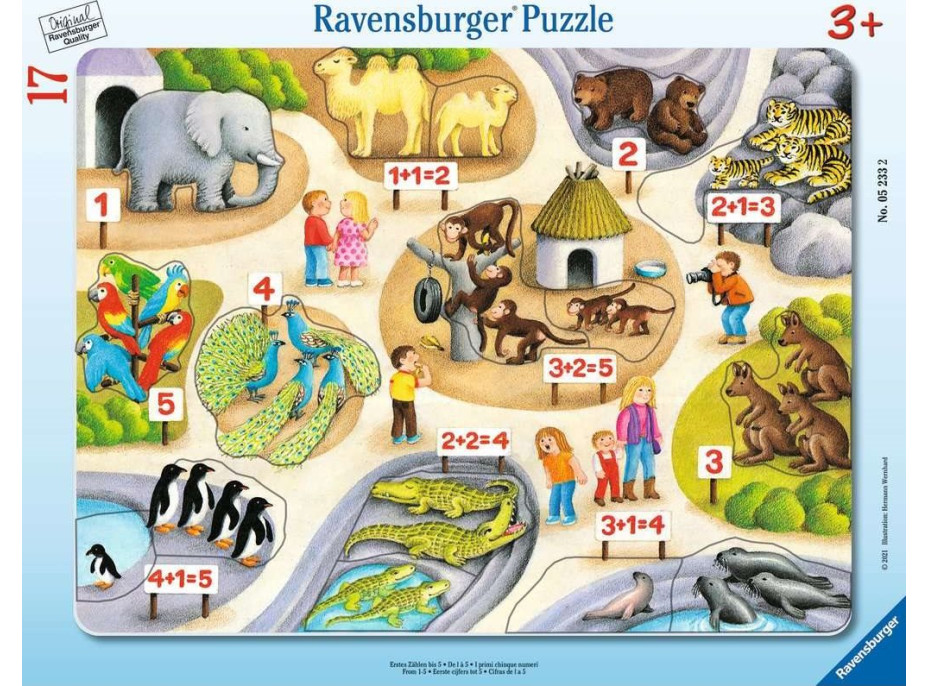 RAVENSBURGER Puzzle První počty do 5 v ZOO 17 dílků