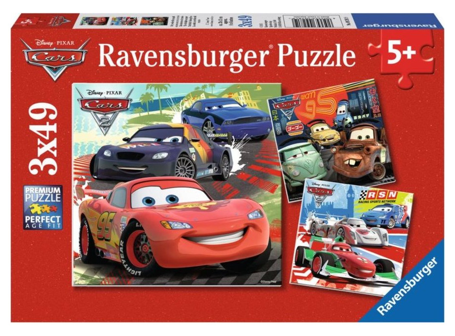 RAVENSBURGER Puzzle Auta: Zábavné závodění 3x49 dílků