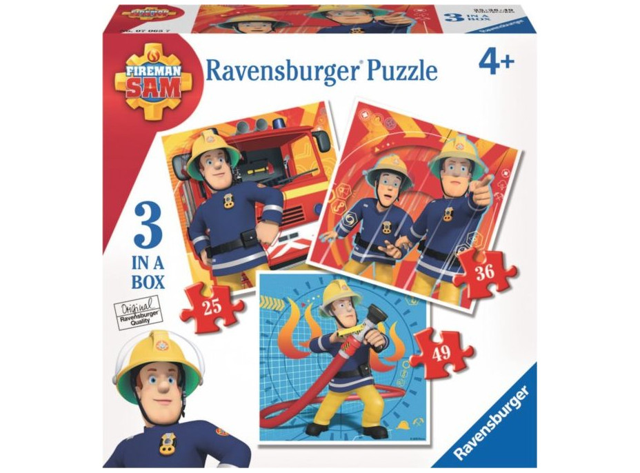 RAVENSBURGER Puzzle Požárník Sam 3v1 (25,36,49 dílků)