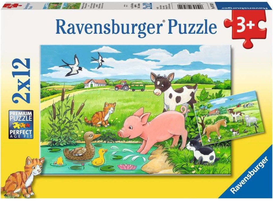 RAVENSBURGER Puzzle Zvířecí mláďata 2x12 dílků