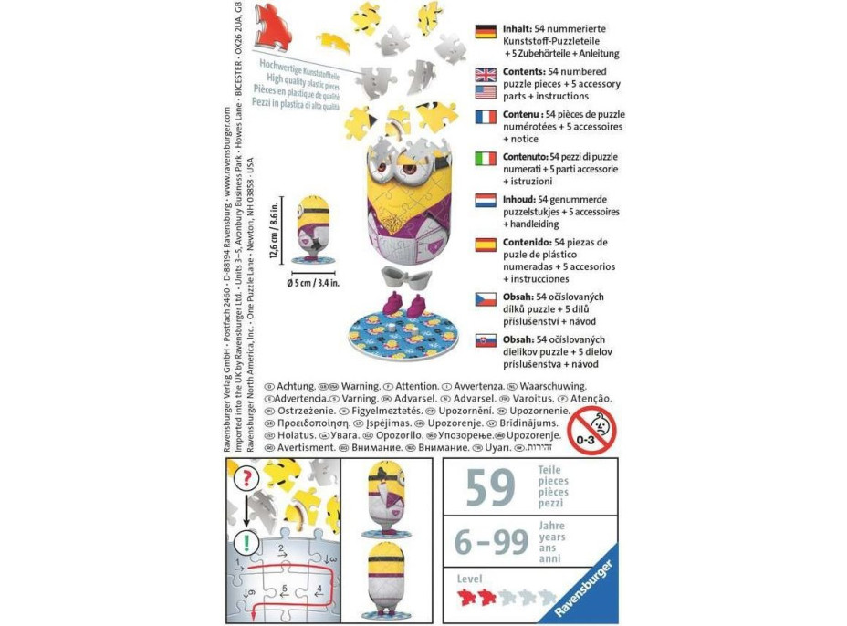 RAVENSBURGER 3D puzzle Postavička Mimoni 2: Disco 54 dílků