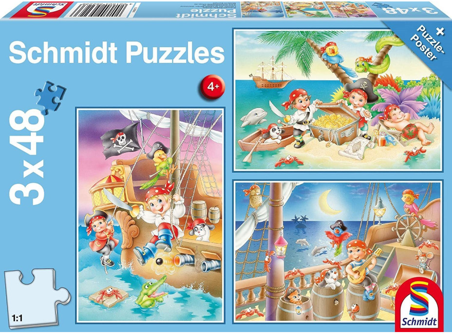 SCHMIDT Puzzle Piráti 3x48 dílků