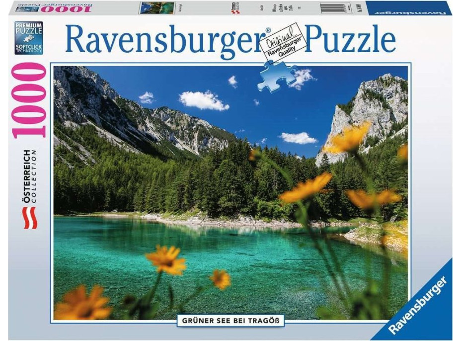 RAVENSBURGER Puzzle Zelené jezero, Tragöß, Rakousko 1000 dílků